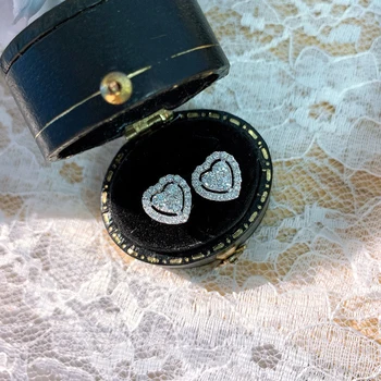 CAOSHI Ослепителни Циркониеви Обеци във формата на Сърце за Жени, Изискани Елегантни Дамски Сватбени Аксесоари за Младоженци, Модерен Подарък, Необичайни Бижута