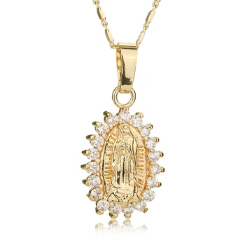 CWEEL Колие на Дева Мария Златен Цвят на Бижута Имитация на Кристал Забележително Колие Дамска Мода Висулка Католически Бижута