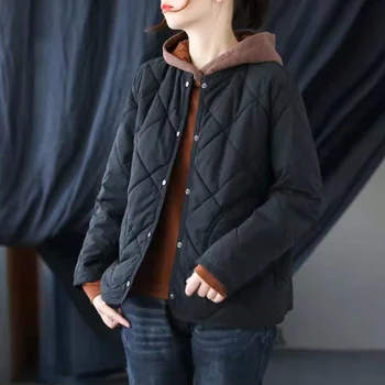 Chaqueta acolchada de algodón para mujer, chaqueta Retro holgada de Color puro, moda joven, informal, versátil, invierno, 2022
