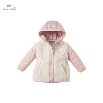 DKH18188 дейв bella зимна детска мода яке за момичета с джобове, однотонное палто с качулка, детски връхни облекла с високо качество
