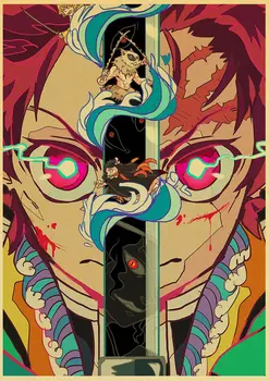 Demon Slayer: Kimetsu no Yaiba Крафт-Плакат Камадо Тандзиро Агацума Зеницу Нови Плакати Начало Декор Изкуство Аниме Стикери За Стена