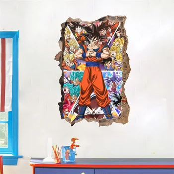 Dragon Ball Супер Сайян son Goku 3D Стикер За Стена, PVC Тапети за Детска Стая и Спалня Хол и Детска Градина Подаръци За Рожден Ден