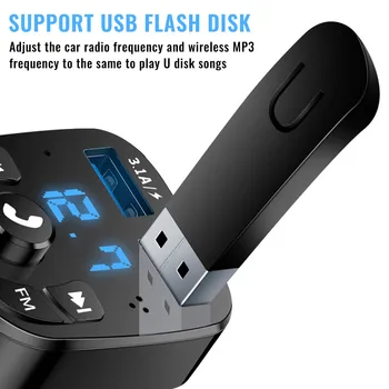 Dual USB Зарядно Устройство, FM Предавател, Bluetooth Аудио Автомобилен MP3 Плейър авторадио Хендсфри Цифров Дисплей Зарядно 3.1 A Бързо Зарядно Устройство