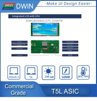 Dwin 7.0-инчов сензорен модул UART TFT дисплей HMI 800 * 480 търговски клас 262 хиляди Цвята Интерфейс RGB TV-TN TFT-LCD Smart Screen