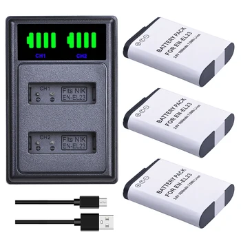 EN-EL23 ENEL23 EN EL23 Батерия + led USB Двойно зарядно устройство с пристанище Type C За фотоапарат Nikon COOLPIX P900, P610, P600, B700, S810c