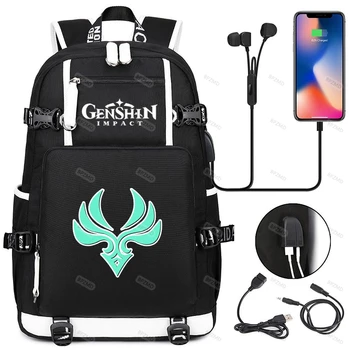 Genshin Strike раница за момчета и момичета, ученически холщовые чанти, водоустойчив лаптоп, зареждане чрез USB, мъжка чанта 2021, обратно в училище