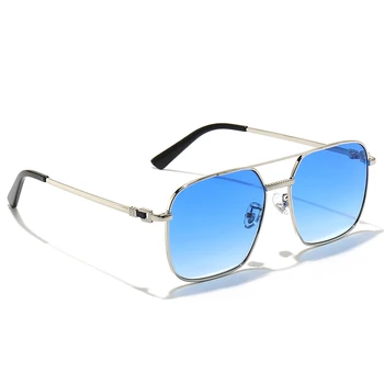 HBK Нова Мода Квадратна Голяма Дограма Мъжки Слънчеви Очила Метална Реколта Висококачествени Дамски Слънчеви очила Ретро Двойна Мост Мъжки слънчеви Очила