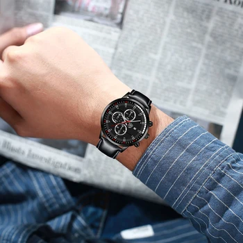 Horloges mannen Mode Lederen Mannen Horloges Business Luxe Rvs Quartz Horloge Voor Mannen Sport Hristo Klok Мъжки Часовник