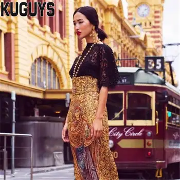 KUGUYS Златен Цвят на Кръст Големи Висящи Обици за Жени, Модни Бижута Хипербола Реколта Дълги Аксесоари