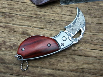 LCM66 Дамасский Керамбитовый Сгъваем Нож csgo Подарък Тактически Джобен Нож, открит къмпинг, оцеляване в джунглата, инструмент за самозащита