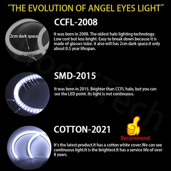 LED SMD Памук Лампа Пързалки Angel Eye Halo Пръстен DRL Комплект за BMW Серия 1 E81 E82 E87 E88 Халогенни Фаровете
