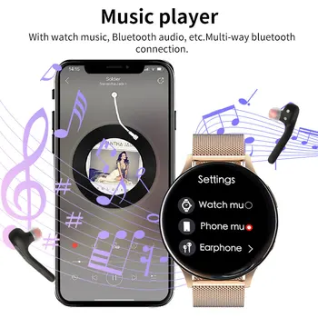 LIGE NFC Смарт Часовници Дамски 1G памет на локално съхранение на музика за Умни Часовници с Bluetooth Повикване Гласов Асистент Цифрови Часовници Метео Часовници