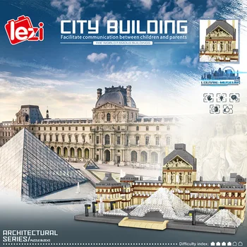 Lezi 8040 Световната Архитектура Микро Мини Строителни Блокове Парижки Лувър 3D Модели на DIY Диамантени Тухли Играчки за Деца Подаръци