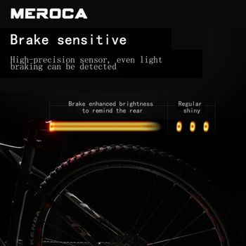 MEROCA под Наем Интелигентен Сензор за Спирачни на Задните Светлини МТБ Задна Светлина Акумулаторна Задна Светлина Велосипеден Фенер Велосипеди под Наем Аксесоари За Велосипеди