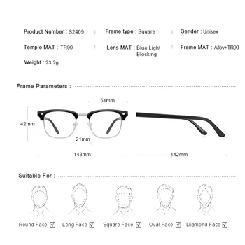 MERRYS DESIGN Мъжки Анти-Сини Лъчи, Блокер на Компютърни Очила, Модерен Квадратни Очила S2409FLG