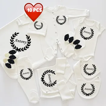 MIYOCAR напълно памук персонализирани комплект дрехи от 10 теми, качествен мек комплект дрехи за новородени, уникален подарък за детската душа, за малки момчета или момичета