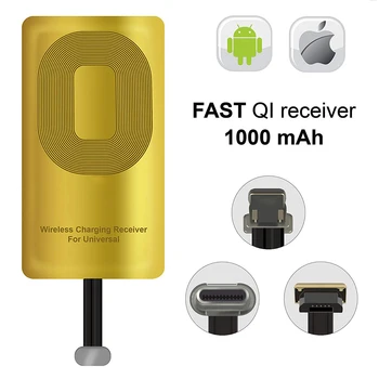 Micro USB Type C Универсален Бърз Безжичен Адаптер Зарядно устройство За Samsung Redmi Note iPhone SE Android Qi Безжичен кабел за зареждане на Приемника