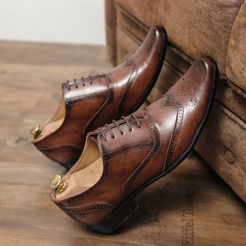 Misalwa/ Италиански Мъжки Ежедневни Бизнес обувки с Троен Шев, мъжки Модела сватбени обувки с Перфорации тип 