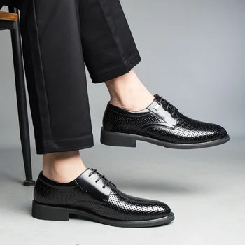 Misalwa/ пролет-лято класически мъжки модела обувки в стил дерби с отворен гръб; дишаща модела обувки големи размери 47 48 49; ежедневни обувки за бизнес костюм