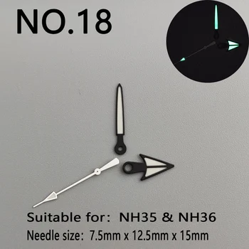 NH35 ръчно указател NH36 ръчно указател сребърна игла зелени светещи аксесоари за часовници, подходящи за секунди стрелка nh35 механизъм nh36
