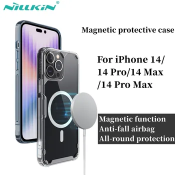 NILLKIN За iPhone 14 Pro Max Магнитен Защитен Калъф Прозрачен Калъф За iPhone 14 Nature Plus Pro TPU Калъф От Падане