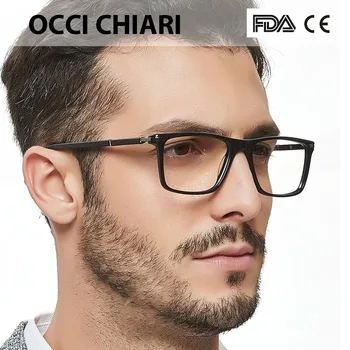 OCCI CHIARI Мъжки слънчеви Очила В Рамки Оптични очила В Рамки Модни черни очила с прозрачни квадратни очила по рецепта W-CERINA