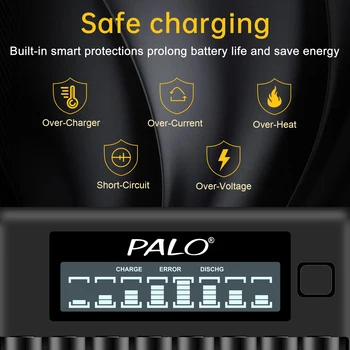 PALO Зарядно Устройство за AA 1.2 зарядно за AAA LCD дисплей смарт зарядно устройство, USB зарядно устройство за AA AAA батерия