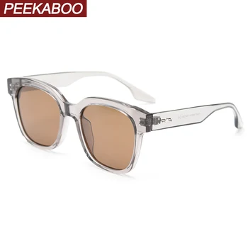 Peekaboo корейски стил поляризирани слънчеви очила за мъже TR90 рамка зелен кафяв големи квадратни слънчеви очила за жени на шофиране uv400 2023
