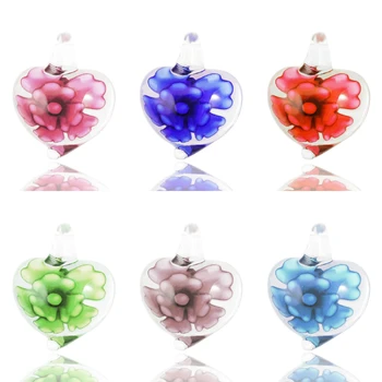 QianBei 1 бр. Висулка От Мъниста Продажба на 3D Цвете Сърце Кристал Стъкло Лэмпворк Стъкло Чудесно Колие Сватба Парти Подарък