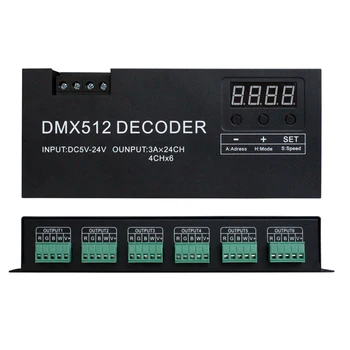 RGB RGBW dmx512 декодер led лента dmx контролер 24CH * 3A dmx регулатори PWM на водача Вход DC5-24V 24CH dmx декодер за управление на осветлението