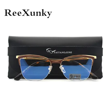 ReeXunky Синя Светлина Блокер Очила Дамски 2021 Модни Метални Оптични Очила Реколта Квадратна Дограма За Анти-Стрес На Очите Очила