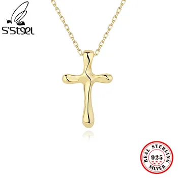 S ' STEEL 925 Стерлинги Сребърен Кръст Златни Огърлици За Жени Колиета Бохемия Дизайнер на Европейския Подарък Вечерни 2021Тренд Изискани Бижута
