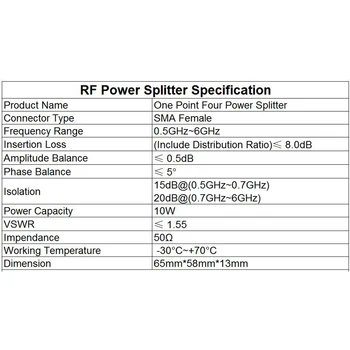 SMA Микрополосковый Газа мощност Едно Точка Четири 0,5 Ghz-6 Ghz SMA RF Combiner WIFI 10 W RF Ивица на храна