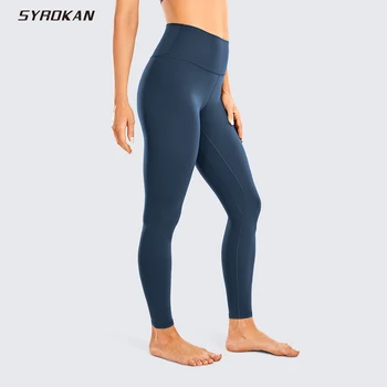 SYROKAN/ женски гамаши за йога с висока талия в цял ръст, мека спортни чорапи, панталони за джогинг -28 см
