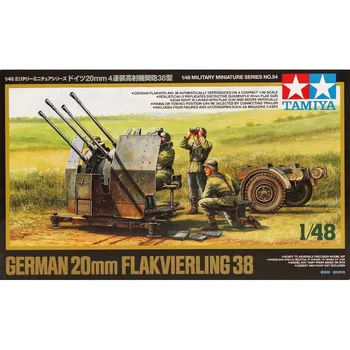 Tamiya 32554 1/48 Немска 20-мм Зенитна оръдие Flakvierling 38 с набор от 4 фигури