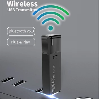 Tebe USB Bluetooth-съвместими Аудиопередатчик APTX HD 3.5 мм Aux Безжична Стерео Адаптер поддръжка на Микрофона за телевизия за PC