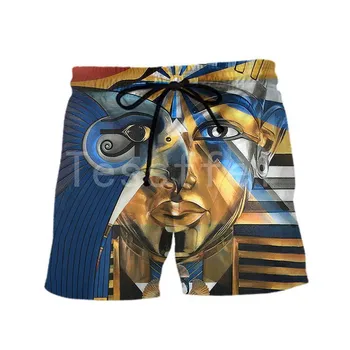 Tessffel Египетски Фараон Анубис Планини С 3D Принтом 2021, Новите Модни Летни Ежедневни Панталони, Мъжки/Женски Свободни плажни къси панталони в стил харадзюку-30