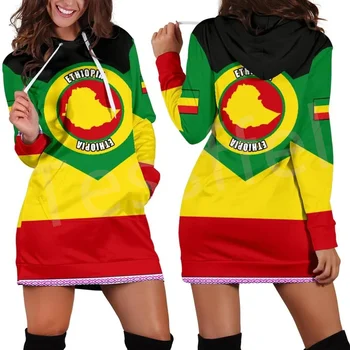 Tessffel Флаг Име Етиопия Реге Африканско Племе Лъв Ретро 3D Принт Harajuku Секси Рокля С Качулка Забавно Ежедневното F4