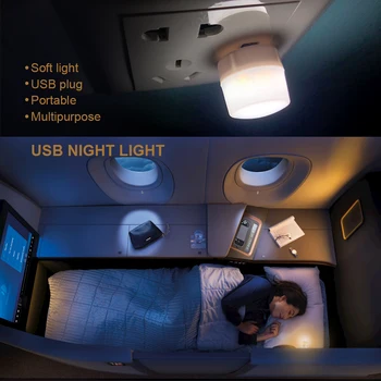 USB Нощни Светлини Компютърна Лампа Мобилна Мощност USB Малка Кръгла Лампа LED Защита на Очите Лампа За Четене Штекерная Лампа нощна светлина