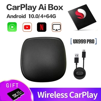 UX999 Pro 4G 64G Android10 Smart Carplay Ai Box Безжичен Carplay Netflix Android Box GPS Щепсела и да Играе За Универсален VW toyota