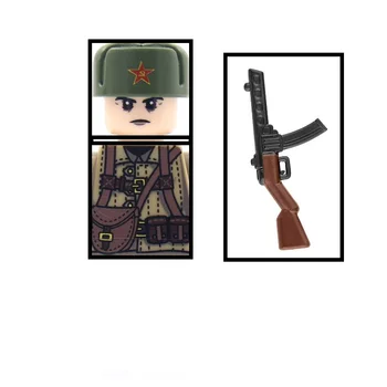 WW2 Войници на Съветския Съюз Пистолет PPSh-41 Армейски Войници Минифигурка Мини MOC Фигурка Събрани Градивен елемент Играчки