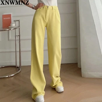 XNWMNZ 2021 Модни Дамски Летни Зелени Дънки Дънкови Панталони, Панталони С Висока Талия Дамски спортни Панталони Pantalon Дънки с високо качество