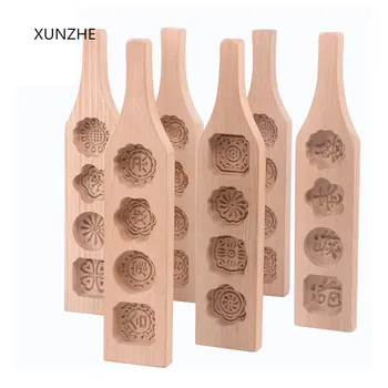 XUNZHE Nes САМ сладкиши китайски характеристики на форми за торти форми на ръчно изработени екологични дървени изделия форма за лунни сладкиши с кухненски инструмент