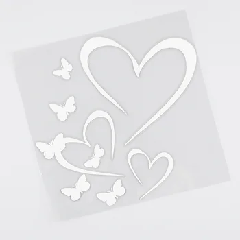 YJZT Романтичната Любов Сърце на Пеперуда Декор на Колата Стикер Vinyl Стикер Черен/Сребрист C24-0196