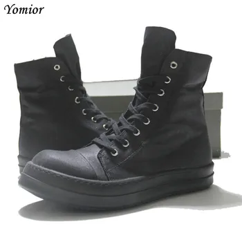 Yomior/мъжки обувки; сезон пролет-есен; ботильоны; модни мъжки обувки на дантела-унисекс; мъжки високо качество на реколтата, мъжки ежедневни обувки Голям Размер