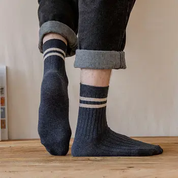 Youpin, 5 Чифта Мъжки Чорапи със средна дължина, Дезодорант, впитывающий Пот, Сгъстено есенно-зимни Памучни Обикновена Спортни мъжки Чорапи