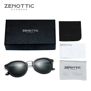 ZENOTTIC Ретро Кръгли Поляризирани Слънчеви Очила Мъжки Дамски Маркови Дизайнерски Огледално Покритие UV400 Очила Polaroid Слънчеви Очила За Шофиране