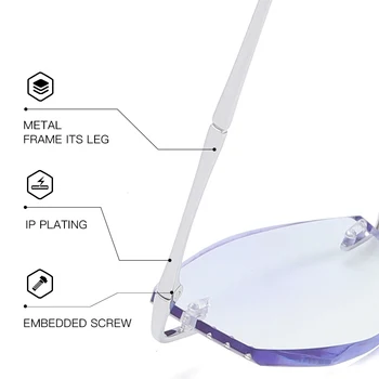 ZIROSAT 632HT Титанов Дамски Очила Без Рамки, Рамки За Очила При Късогледство с Диамант Покритие, Дамски Слънчеви очила, Лещи Оттеночные