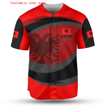 Албания Thunder Конфигурирайте име, Бейзболна трикотажная риза, Бейзболна риза с 3D Принтом, Мъжка риза, Ежедневни ризи, Блузи в стил хип-хоп