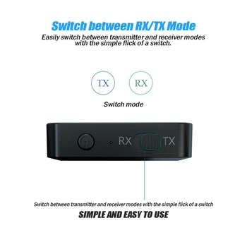 Аудиопередатчик Bluetooth Приемник-съвместим 5,0 3,5 мм Жак AUX Вградена Батерия Безжичен Музикален Аудиоадаптер за автомобилния КОМПЮТЪР ТЕЛЕВИЗИЯ
